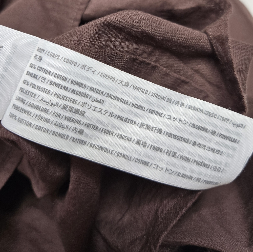 ABERCROMBIE & FITCH brown tiered‎ puff sleeve poplin trapeze mini dress S - Picture 7 of 12